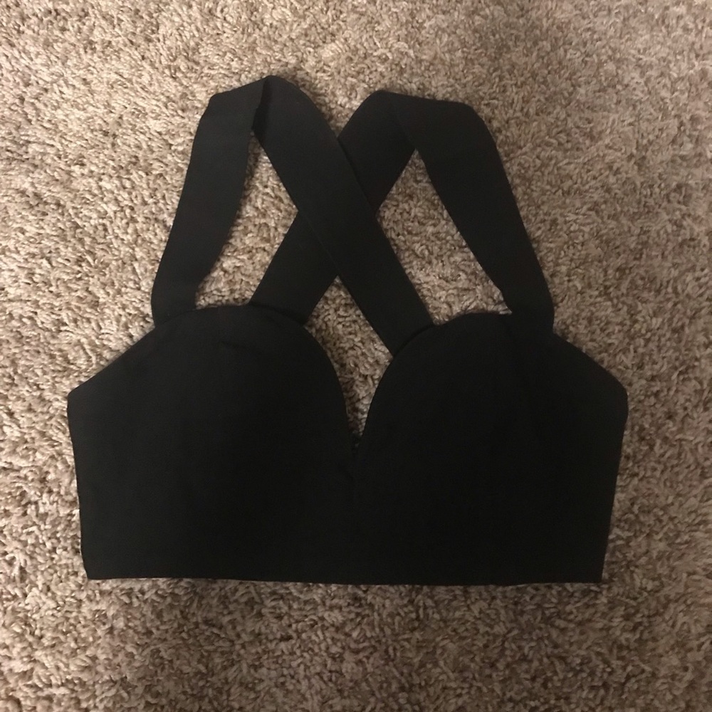 Black Deep V Crop Top